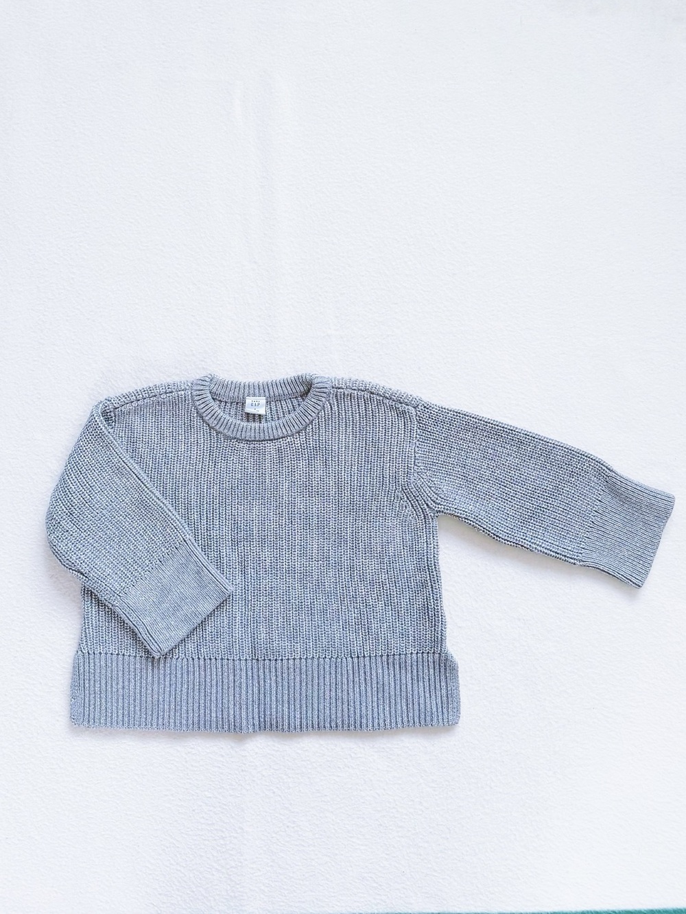GAP Toddler Girl 24/7 Metallic Silver Lurex Knit Split-hem Sweater Cotton 3T